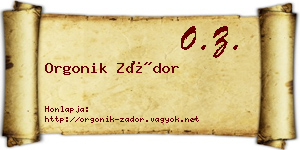 Orgonik Zádor névjegykártya